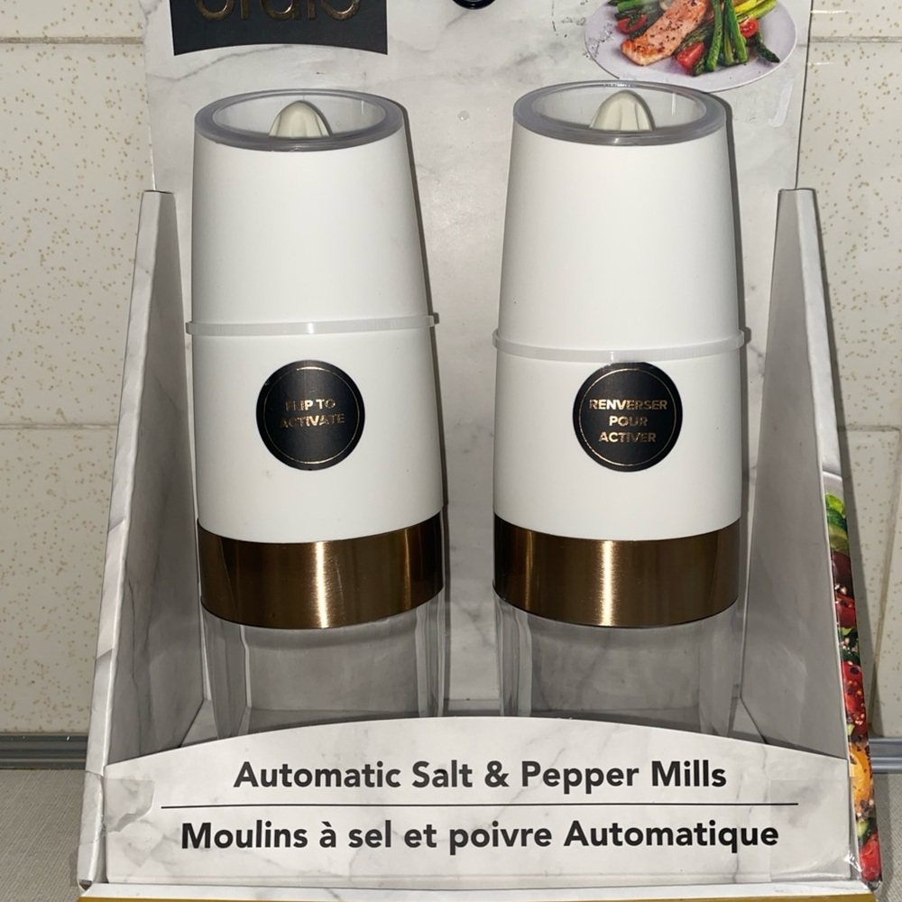 Bralo Automatic Electric Salt & Pepper Mills‎ White LED Lights NEW
